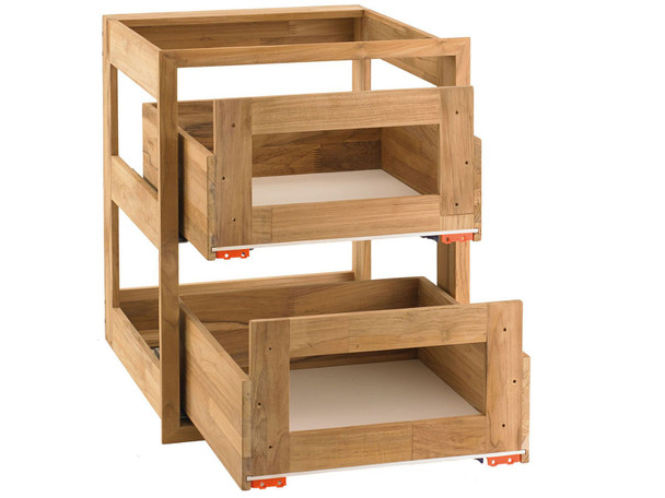 Pacific Teak Millworks 18-Inch Louvered Panel Teak Wood Double Drawer - UD2V-18L