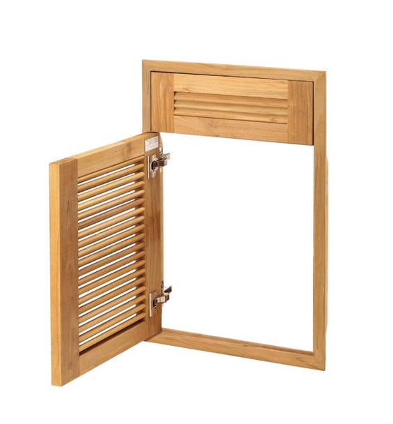 Pacific Teak Millworks 18 Inch Louvered Single Access Door W/ False Drawer  - AD1F-18L