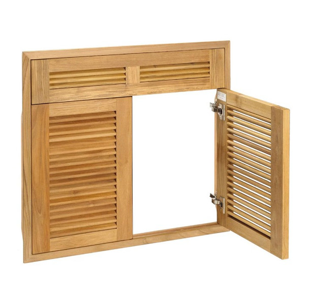 Pacific Teak Millworks 30 Inch Louvered Double Access Door W/ False Drawer - AD2F-30L
