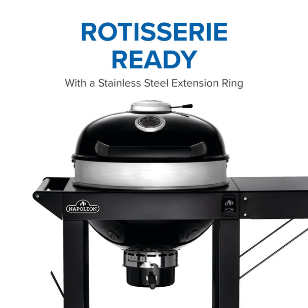 Napoleon PRO 22 Inch Charcoal Kettle Grill W/Cart - Black - PRO22K-CART-3