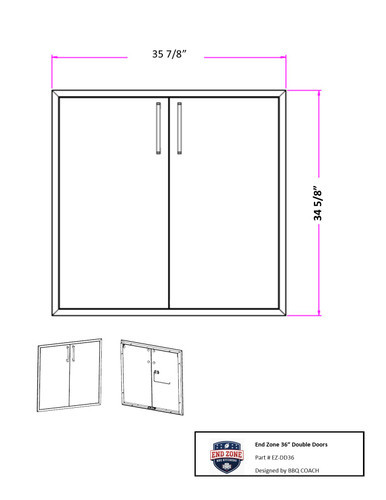 End Zone BBQ 36" full size double doors line drawing