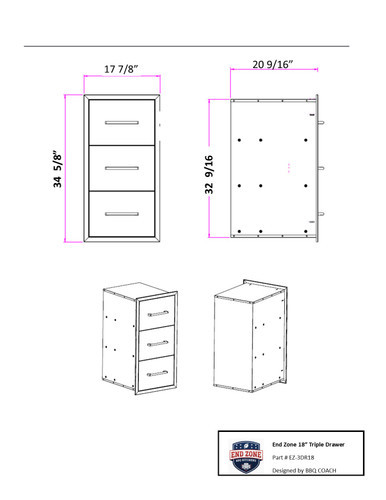 End Zone 18" Triple Drawers (Fully Enclosed)