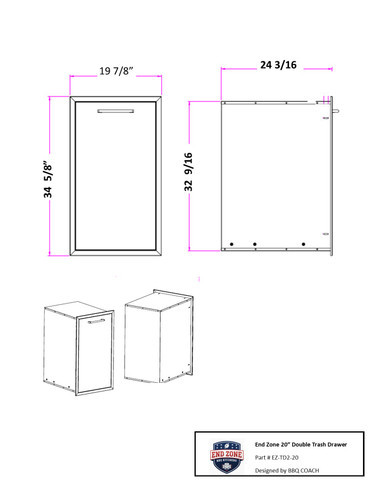 End Zone 20" Trash/Recycle Drawer (2 Trash Cans Included)