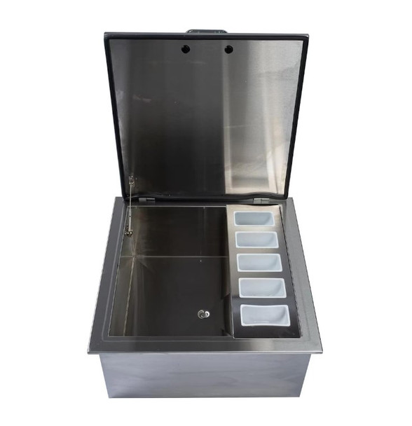 DIY OUTDOOR KITCHEN 25-INCH SLIDE-IN ICE BIN WITH SPEED RAIL & CONDIMENT TRAY
