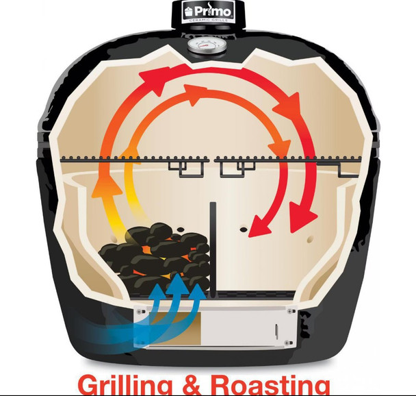 Primo Oval Large 300 Ceramic Kamado Grill With Stainless Steel Grates - PGCLGH