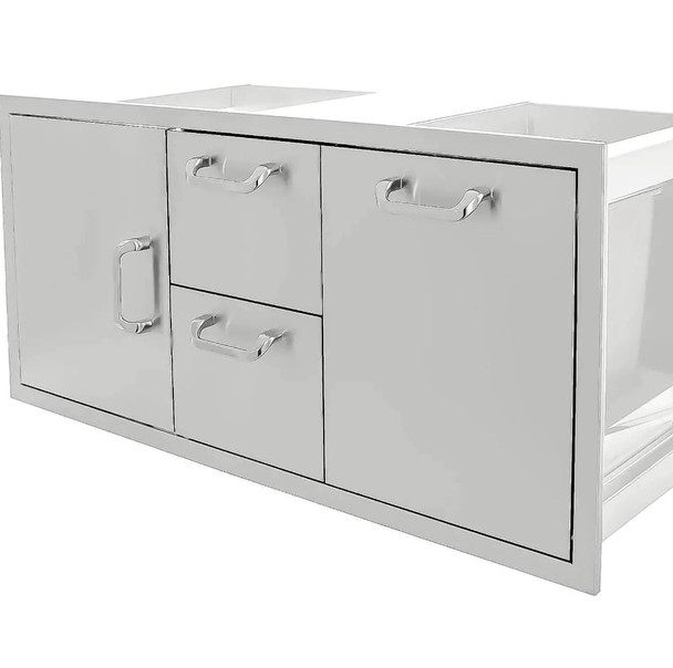 BBQ Girls Premium 42-Inch Stainless Steel Door, Double Drawer & Roll-Out Trash Bin Combo - BBQ-260-DDC-42TR