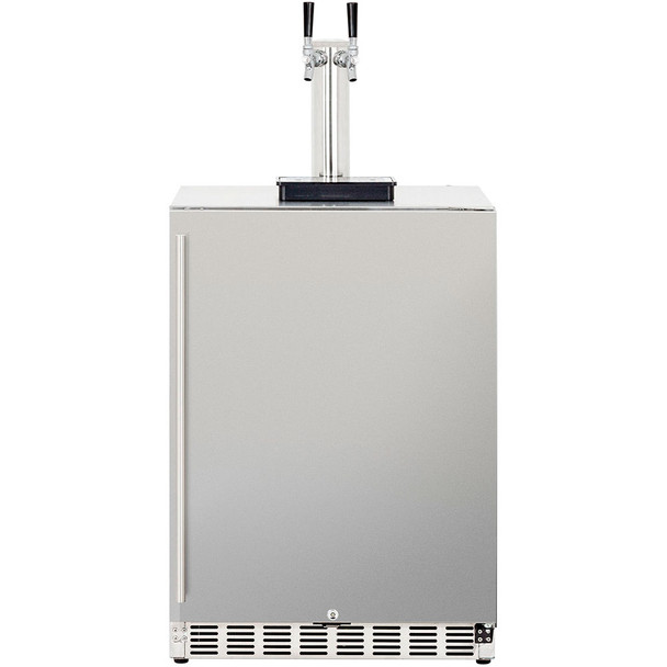Summerset Grills 24-Inch 6.6 Cu. Ft. Capacity Outdoor Rated Double Tap Beer Dispenser Kegerator with Locking Door