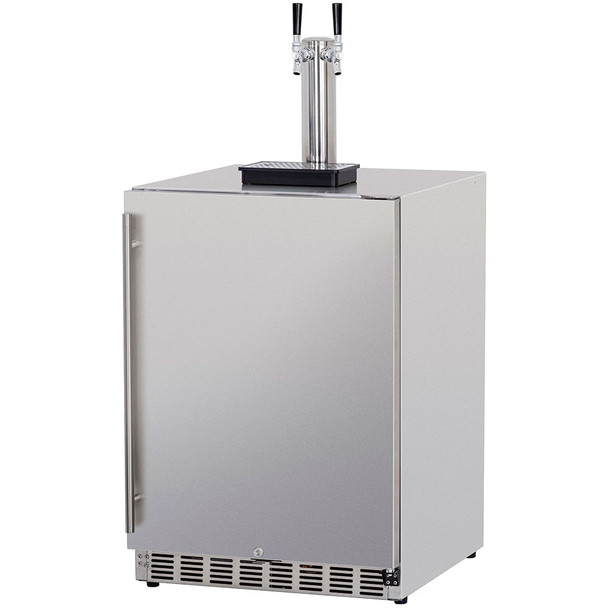 Summerset Grills 24-Inch 6.6 Cu. Ft. Capacity Outdoor Rated Double Tap Beer Dispenser Kegerator with Locking Door