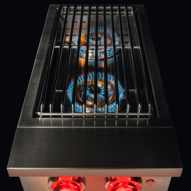 TrueFlame 24,000 BTU Built-In Natural Gas Double Side Burner with LED Lighting & Stainless Steel Lid - TFSB2