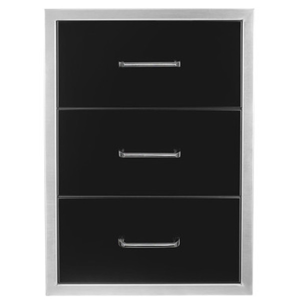 Wildfire 19 x 26 Black 304 Stainless Steel Triple Access Drawer