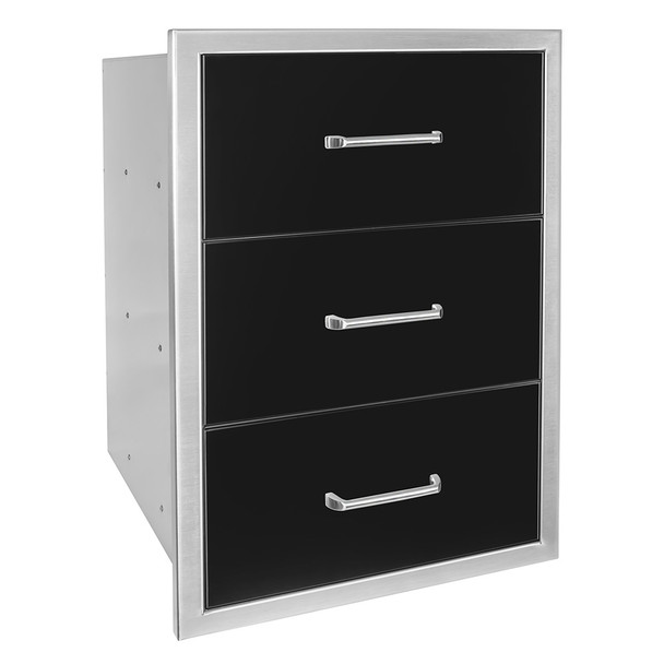 Wildfire 19 x 26 Black 304 Stainless Steel Triple Access Drawer