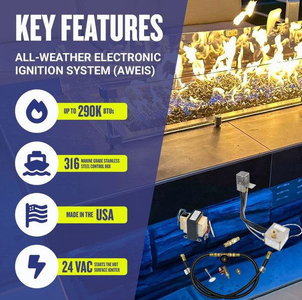 American Fire Products 18" Round Stainless Steel Flat Pan with AWEIS System (12" Ring) - Propane - SS-RFPAWEIS-P-18