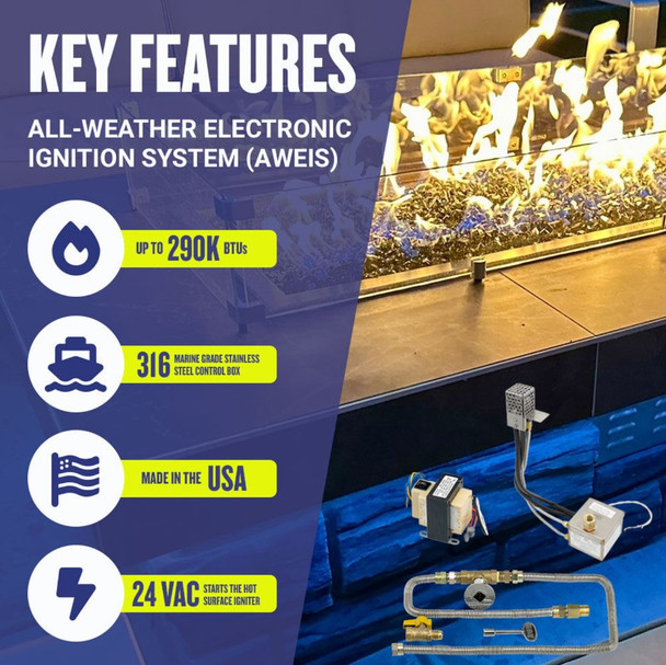American Fire Products 24" Round Stainless Steel Flat Pan with AWEIS System (18" Ring) - Natural Gas - SS-RFPAWEIS-N-24