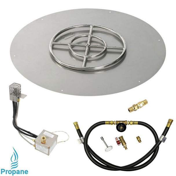 American Fire Products 30" Round Stainless Steel Flat Pan with AWEIS System (18" Ring) - Whole House Propane - SS-RFPAWEIS-P-30