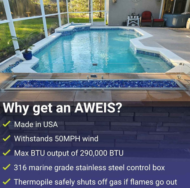 American Fire Products 36" Round Stainless Steel Flat Pan with AWEIS System (18" Ring) - Whole House Propane - SS-RFPAWEIS-N-36