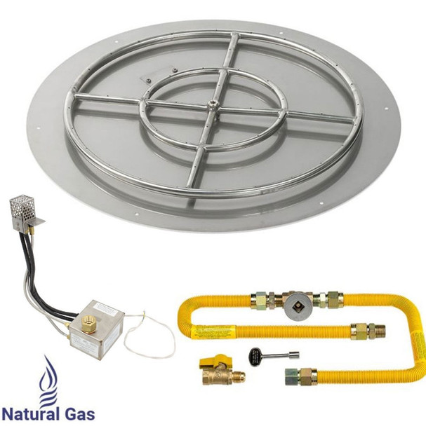 American Fire Products 30" Round Stainless Steel Flat Pan with AWEIS System (24" Ring) - Natural Gas - SS-RFPAWEIS-N-30H