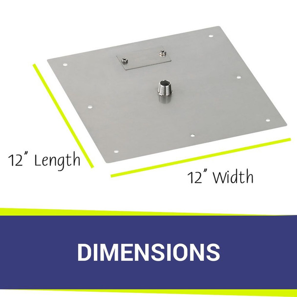 American Fire Products 12" Square Stainless Steel Flat Pan (1/2" Nipple) - SS-SQFP-12