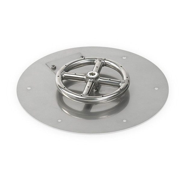 American Fire Products 12" Round Stainless Steel Flat Pan With 6" Fire Ring - SS-RFP-12-ASBL