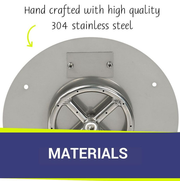 American Fire Products 12" Round Stainless Steel Flat Pan With 6" Fire Ring - SS-RFP-12-ASBL