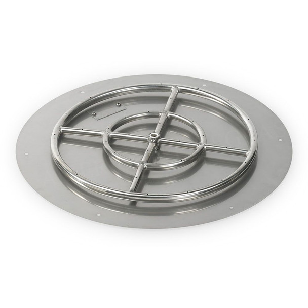 American Fire Products 24" Round Stainless Steel Flat Pan With 18" Fire Ring - SS-RFP-24-ASBL