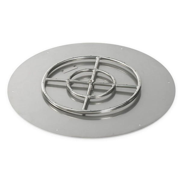American Fire Products 30" Round Stainless Steel Flat Pan With 18" Fire Ring - SS-RFP-30-ASBL