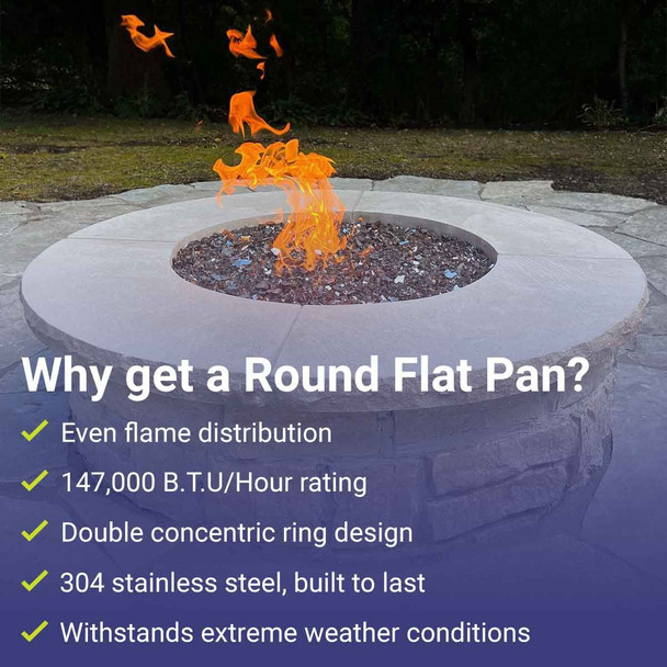 American Fire Products 30" Round Stainless Steel Flat Pan With 18" Fire Ring - SS-RFP-30-ASBL