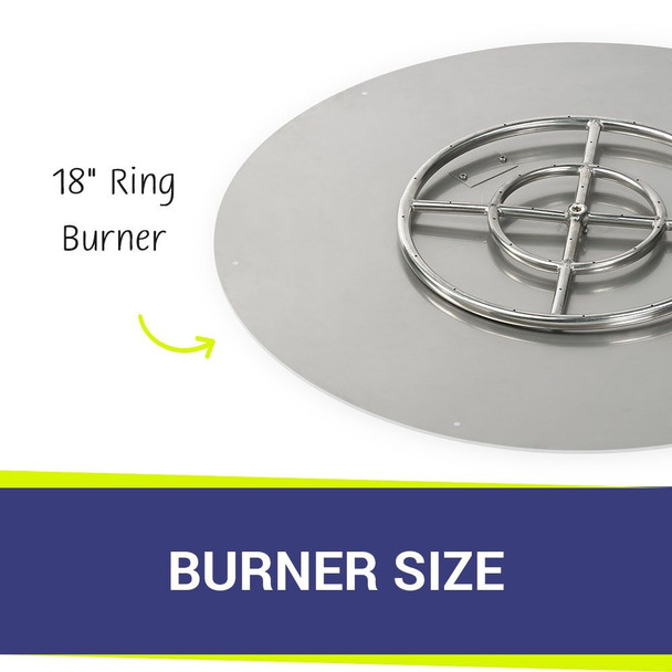 American Fire Products 36" Round Stainless Steel Flat Pan With 18" Fire Ring - SS-RFP-36-ASBL