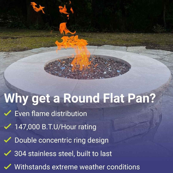 American Fire Products 36" Round Stainless Steel Flat Pan With 18" Fire Ring - SS-RFP-36-ASBL