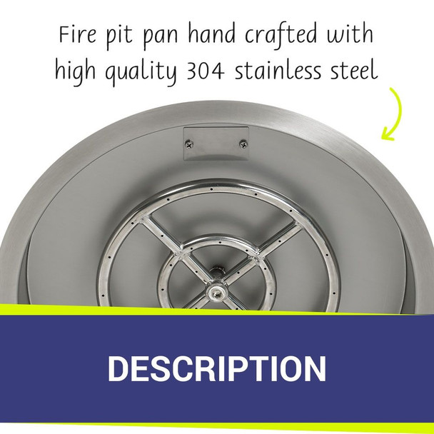 American Fire Products 19" Stainless Steel Round Drop-In Pan With 12" Ring Burner - SS-RSP-19-ASBL