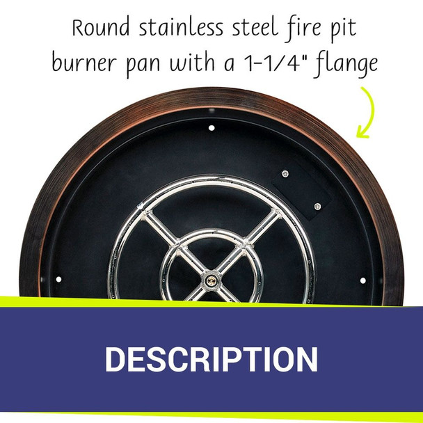 American Fire Products 19” Round Oil Rubbed Bronze Drop-In Pan with 12” Ring Burner - OB-RSP-19-ASBL