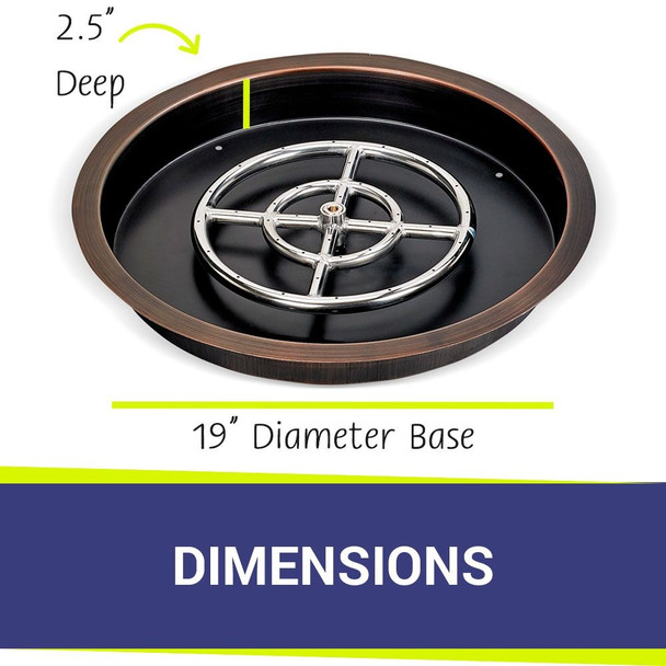 American Fire Products 19” Round Oil Rubbed Bronze Drop-In Pan with 12” Ring Burner - OB-RSP-19-ASBL