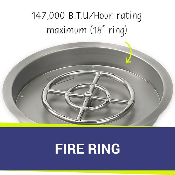 American Fire Products 25" Stainless Steel Round Drop-In Pan With 18" Ring Burner - SS-RSP-25-ASBL