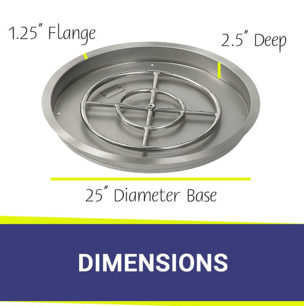 American Fire Products 25" Stainless Steel Round Drop-In Pan With 18" Ring Burner - SS-RSP-25-ASBL