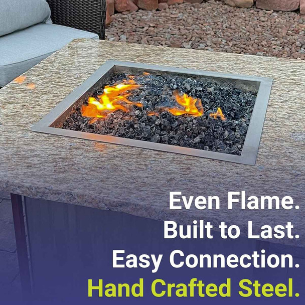 American Fire Products 24" Stainless Steel Square Drop In Pan With 18" Fire Ring - SS-SQP-24-ASBL