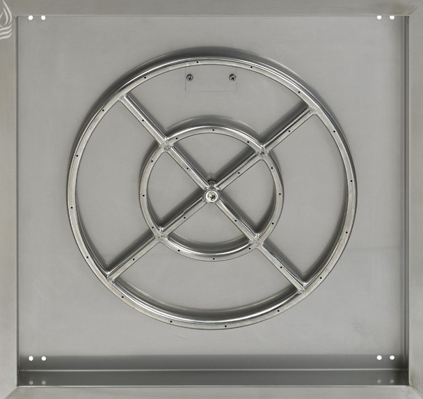 American Fire Products 24" Stainless Steel Square Drop In Pan With 18" Fire Ring - SS-SQP-24-ASBL