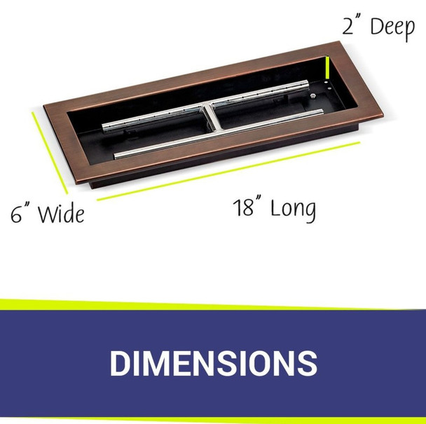 American Fire Products 18" x 6" Oil Rubbed Bronze Rectangular Drop-In Fire Pit Pan - OB-AFPP-18
