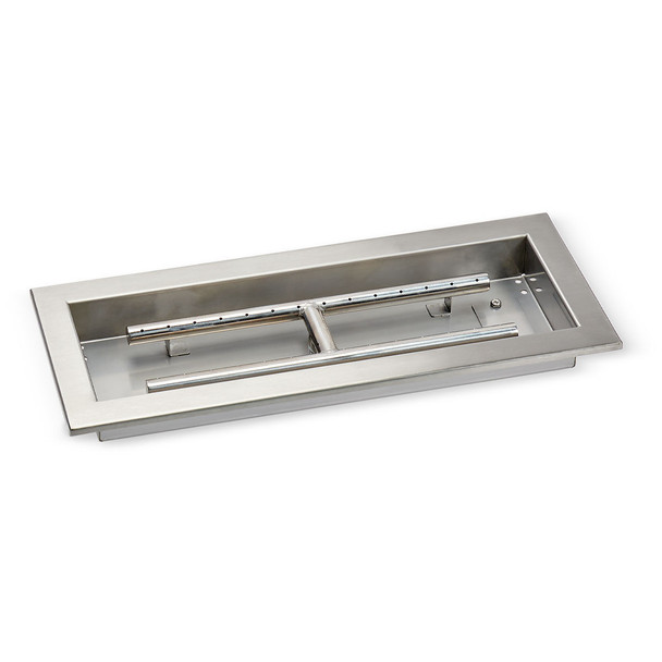 American Fire Products 18" x 6" Stainless Steel Rectangular Drop-In Fire Pit Pan - SS-AFPP-18