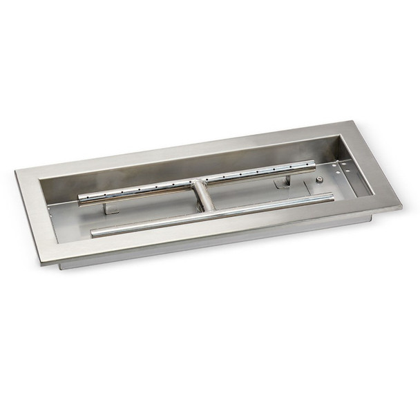 American Fire Products 18" x 6" Stainless Steel Rectangular Drop-In Fire Pit Pan - SS-AFPP-18