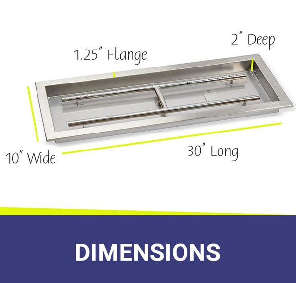 American Fire Products 30" x 10" Stainless Steel Rectangular Drop-In Fire Pit Pan