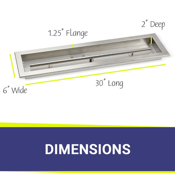 American Fire Products 30" x 6" Stainless Steel Linear Drop-In Pan - 30" x 6" Stainless Steel Linear Drop-In Pan
