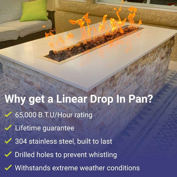 American Fire Products 36" x 6" Stainless Steel Linear Drop-In Pan - SS-LCB-36