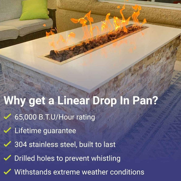 American Fire Products 36" x 6" Stainless Steel Linear Drop-In Pan - SS-LCB-36