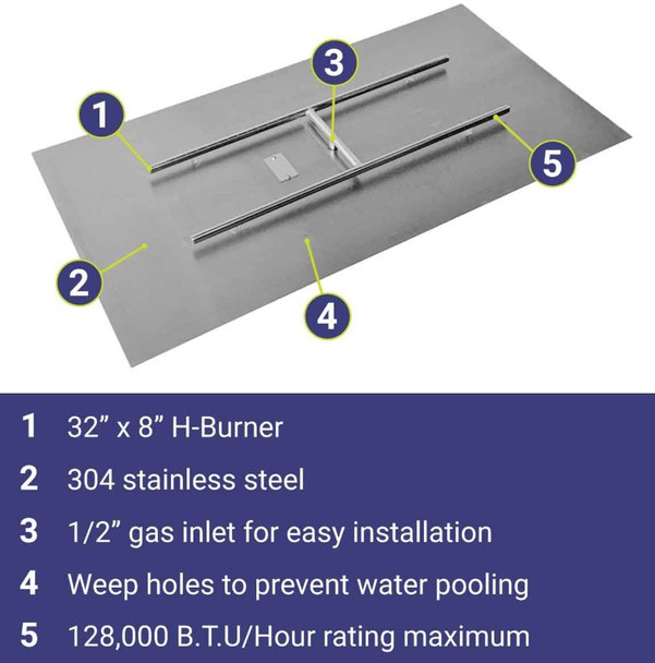 American Fire Products 48" x 24" Rectangular Stainless Steel Flat Pan - SS-RTFP-48
