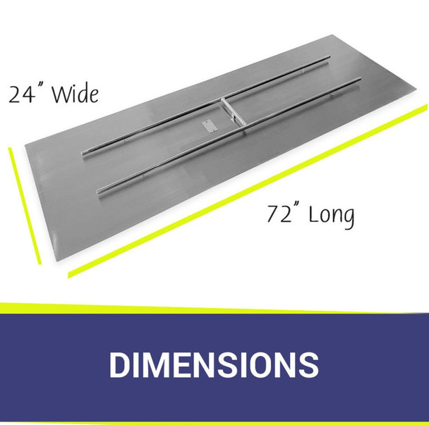 American Fire Products 72" x 24" Rectangular Stainless Steel Flat Pan - SS-RTFP-72