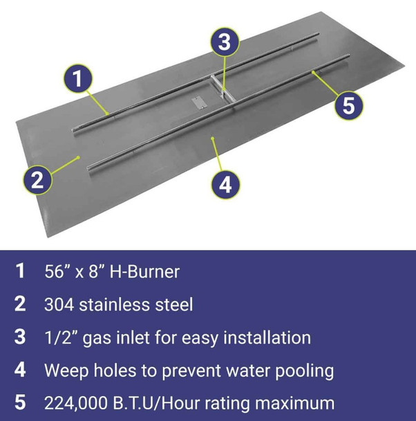 American Fire Products 72" x 24" Rectangular Stainless Steel Flat Pan - SS-RTFP-72