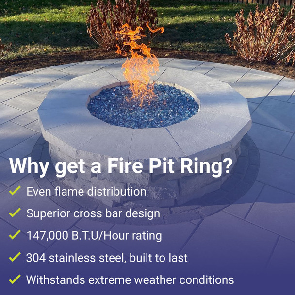 American Fire Products 18" Double-Ring Stainless Steel Burner with a 1/2" Inlet - SS-FR-18