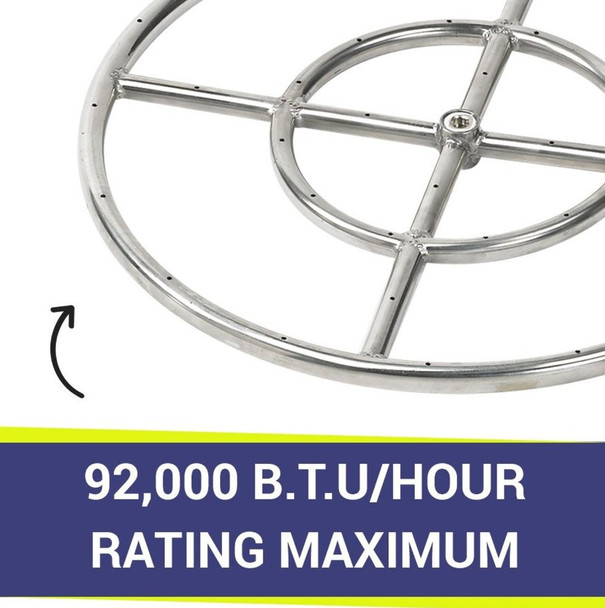 American Fire Products 18" Double-Ring Stainless Steel Burner with a 1/2" Inlet - SS-FR-18