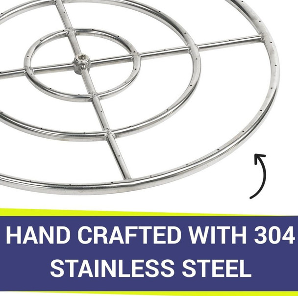 American Fire Products 30" Triple-Ring Stainless Steel Burner with a 3/4" Inlet - SS-FR-30