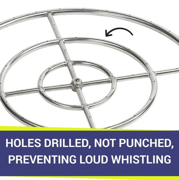 American Fire Products 30" Triple-Ring Stainless Steel Burner with a 3/4" Inlet - SS-FR-30