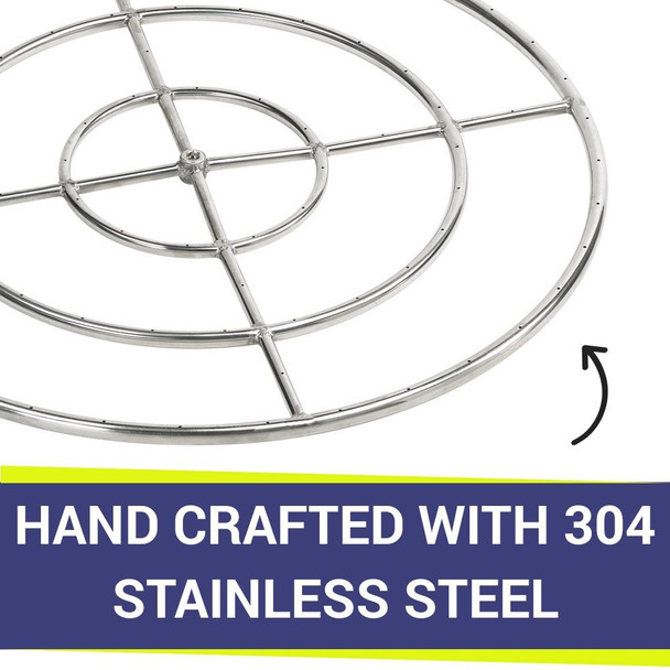 American Fire Products 36" Triple-Ring Stainless Steel Burner with a 3/4" Inlet - SS-FR-36